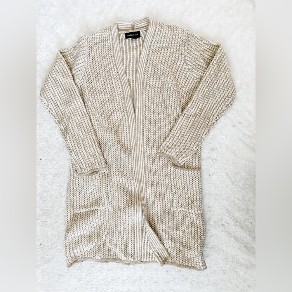 NWOT- FORTUNE & IVY Knit Long Line Open Cardigan